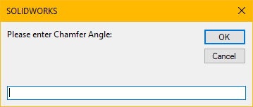 message to use for Chamfer Angle input