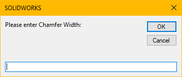 message to use for Chamfer Width input